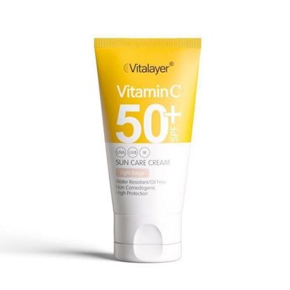 تصویر ضد آفتاب رنگی بژ روشن حاوی ویتامین C با +SPF50 ویتالیر